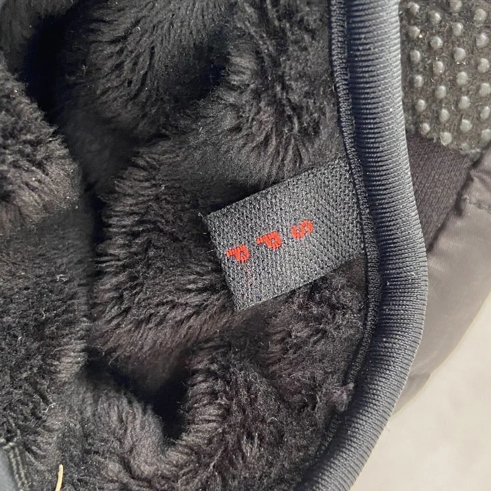 Head windproof fleece-lined black gloves, Small